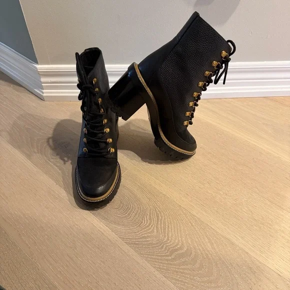 Tory Burch, Black Lace-Up Women's Boots, Size 6.5 - Picture 7 of 9